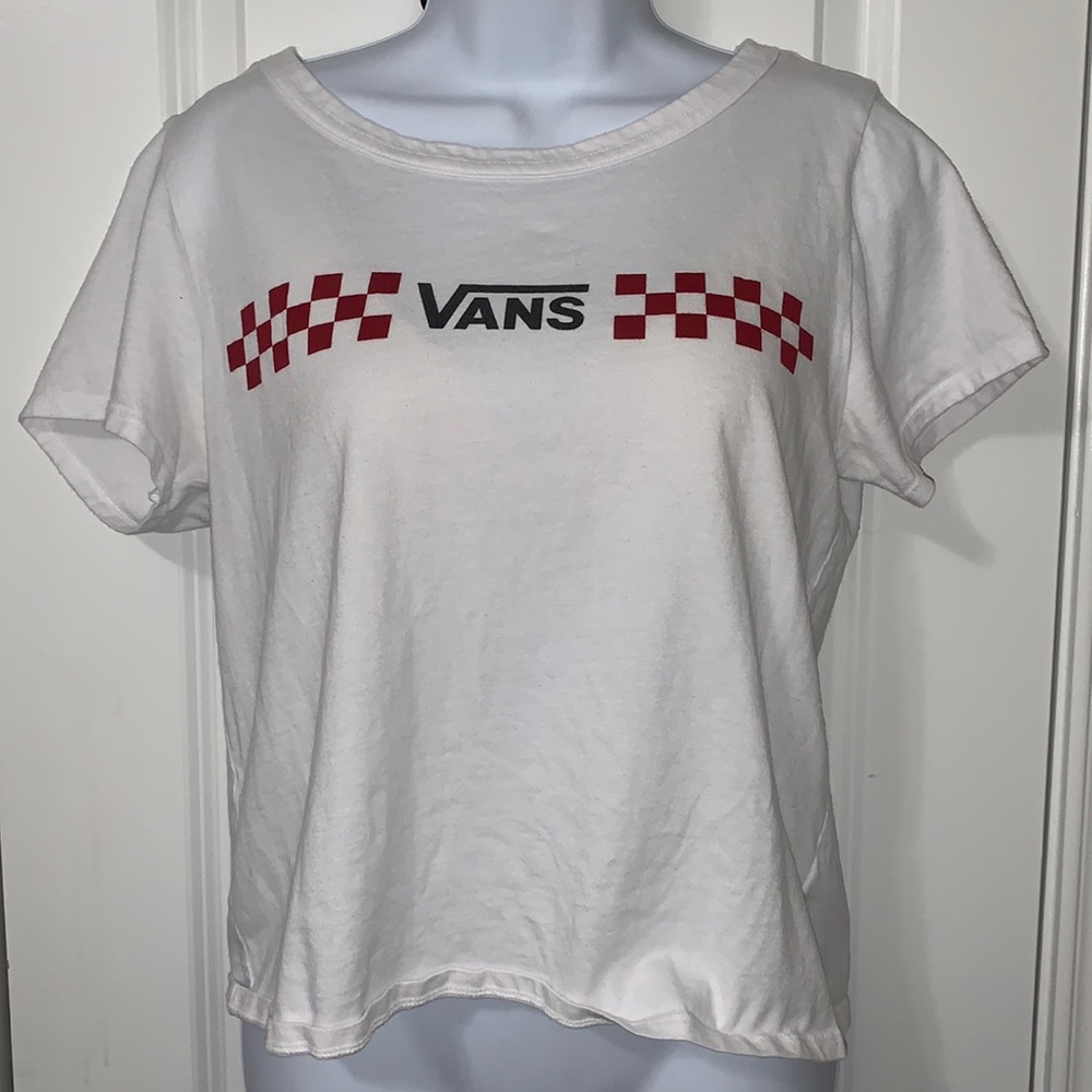 Vans white and red top